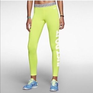 Nike • Pro Neon Yellow Full Length leggings